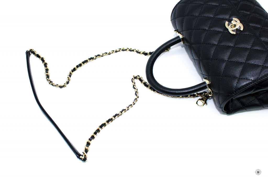 Top Quality Chanel A92990 B05061 Small Coco Handle Black / 94305 Caviar Shoulder Bags Pbhw