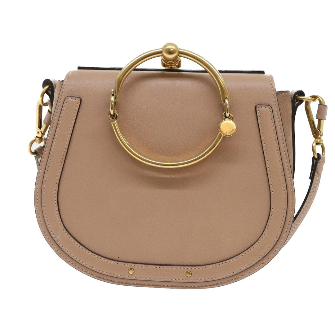 Chloe Nile Small Bracelet Hand Bag Leather 2way Beige 53274