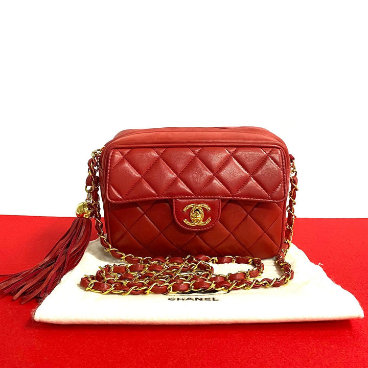 Top Quality Chanel Lambskin Matelasse Tassel Chain Shoulder Bag Red