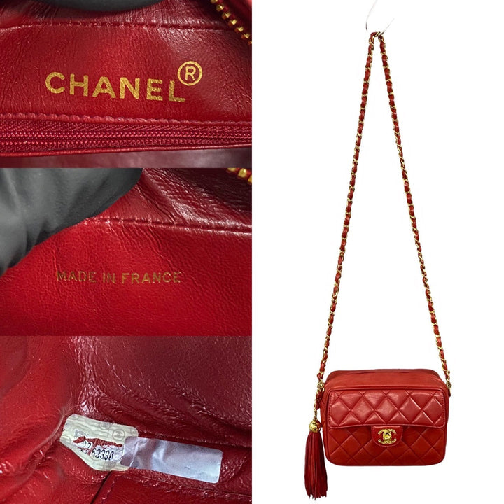 Top Quality Chanel Lambskin Matelasse Tassel Chain Shoulder Bag Red