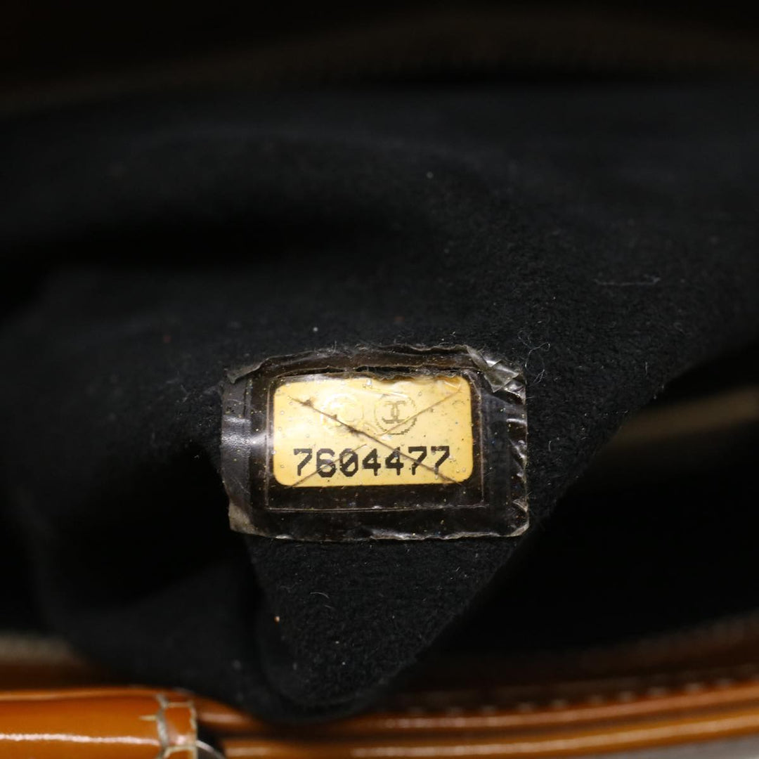 Chanel Choco Bar Shoulder Bag Patent leather Yellow CC Auth 53382
