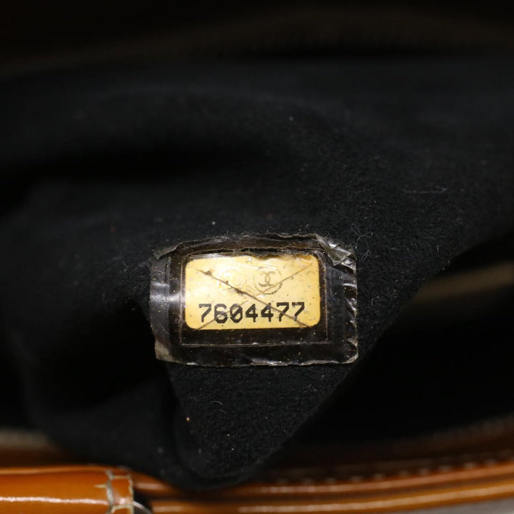 Chanel Choco Bar Shoulder Bag Patent leather Yellow CC Auth 53382