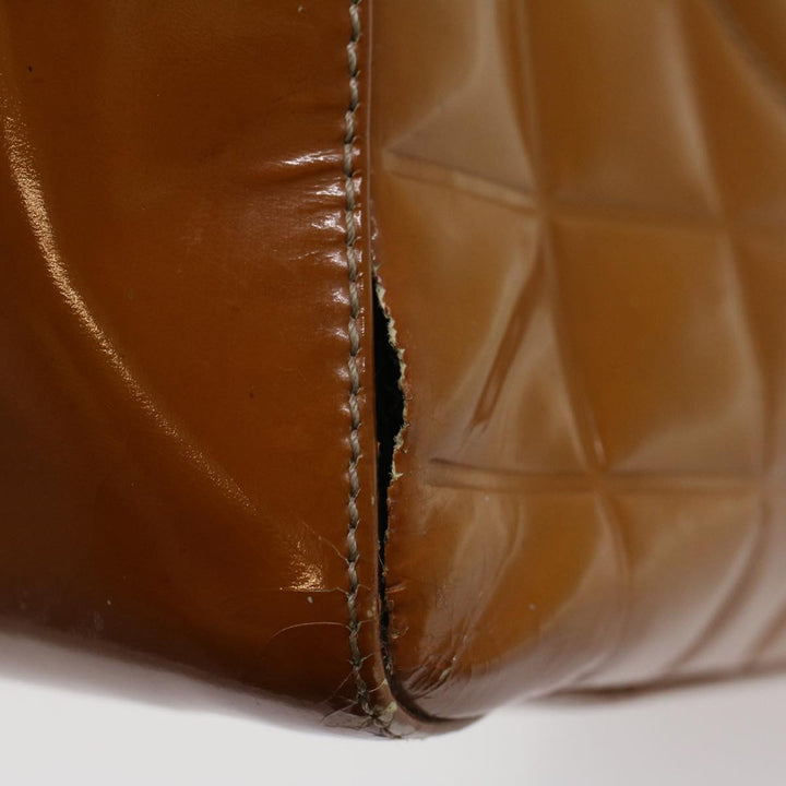 Chanel Choco Bar Shoulder Bag Patent leather Yellow CC Auth 53382