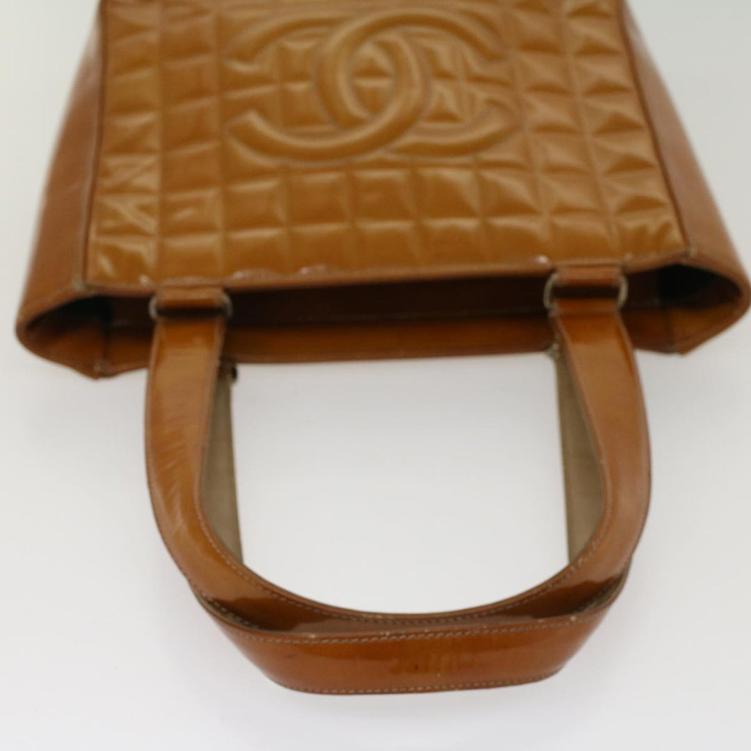Chanel Choco Bar Shoulder Bag Patent leather Yellow CC Auth 53382