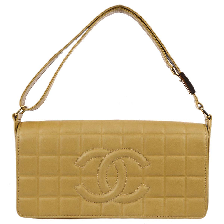 Top Quality Chanel 2003-2004 * Choco Bar Shoulder Bag Beige Lambskin