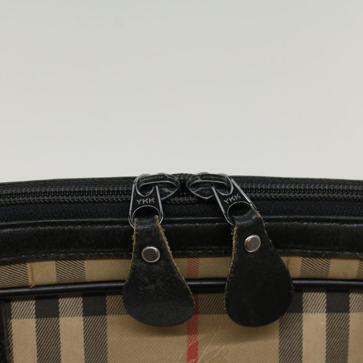 BURBERRYSs Nova Check Boston Bag Canvas Leather Beige Black Auth 53393