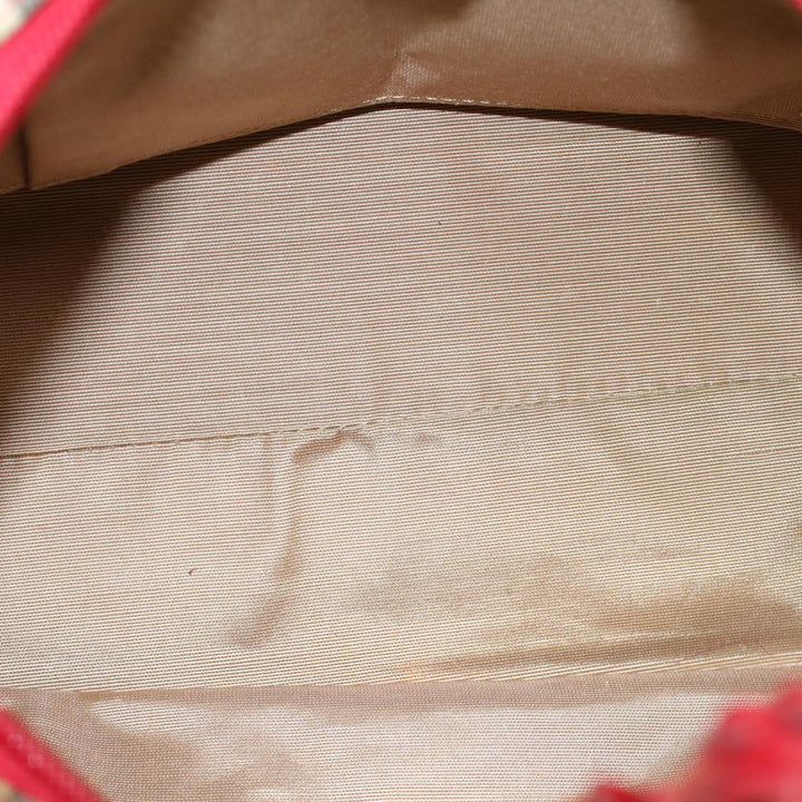 BURBERRYSs Nova Check Hand Bag Canvas Leather Beige Red Auth 53395