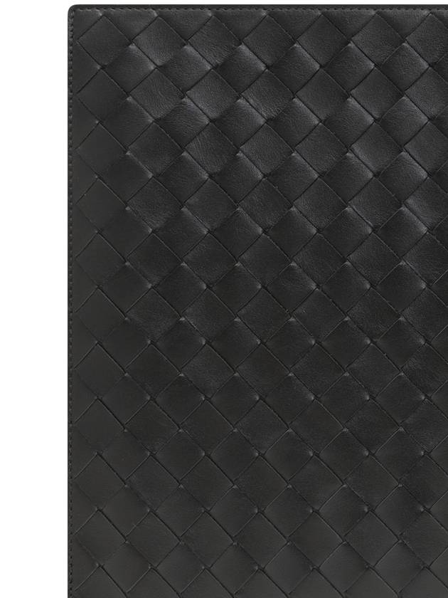 Bottega veneta Intrecciato Zipper Leather Clutch Bag Black