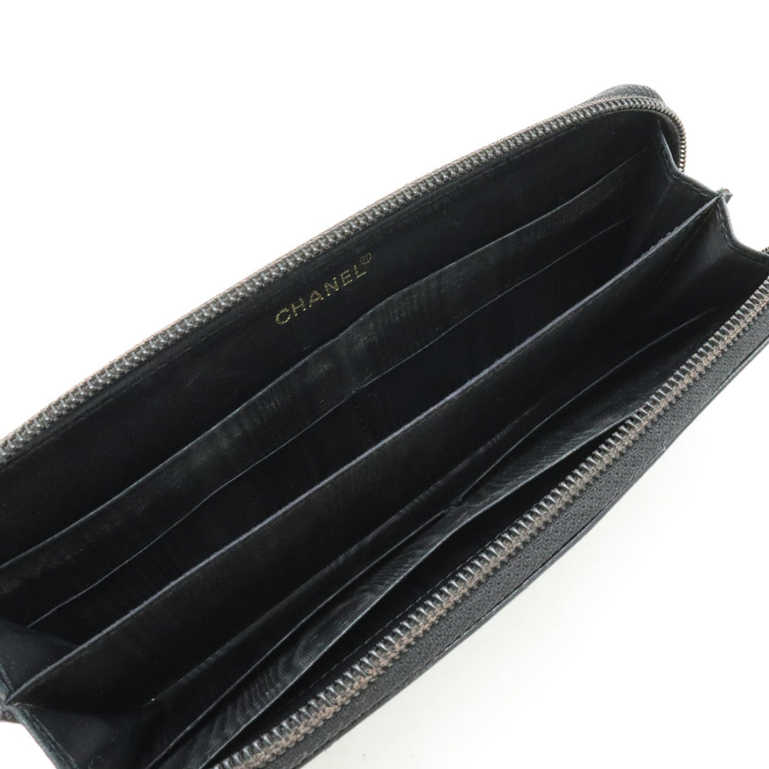 Top Quality Chanel Long Zip Wallet in Black Caviar Leather A13228