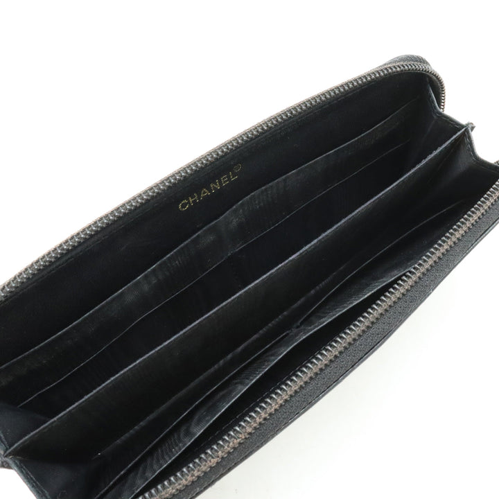 Top Quality Chanel Long Zip Wallet in Black Caviar Leather A13228