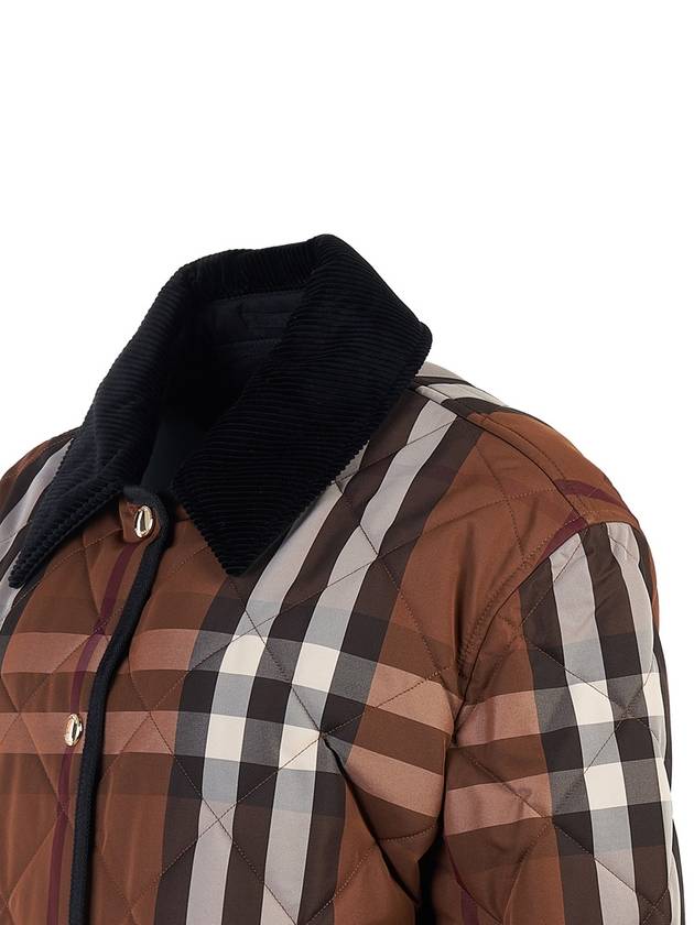 Burberry WoMen's Check Diamond Quilted Jacket Brown