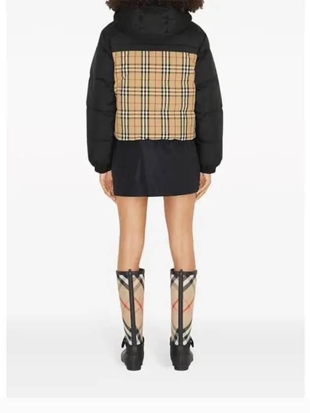Burberry WoMen's Vintage Check Crop Reversible Padding Black Archive Beige