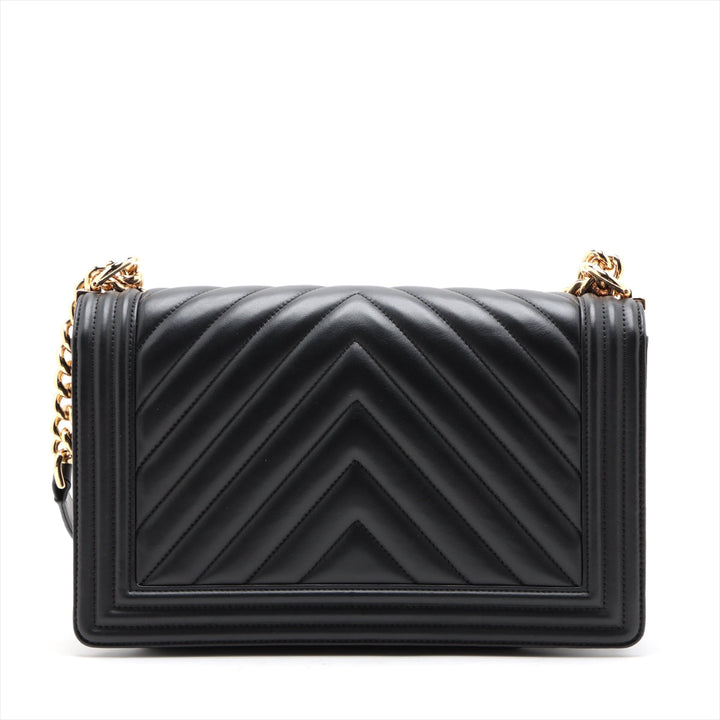 Top Quality Chanel Boy Top Quality Chanel 28   Chain Shoulder Bag Black Gold  28th A92193