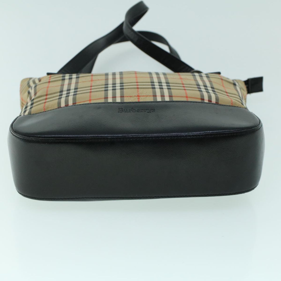 BURBERRYSs Nova Check Shoulder Bag Canvas Leather Beige Black Auth 53788