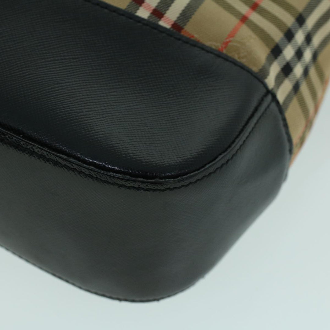 BURBERRYSs Nova Check Shoulder Bag Canvas Leather Beige Black Auth 53788