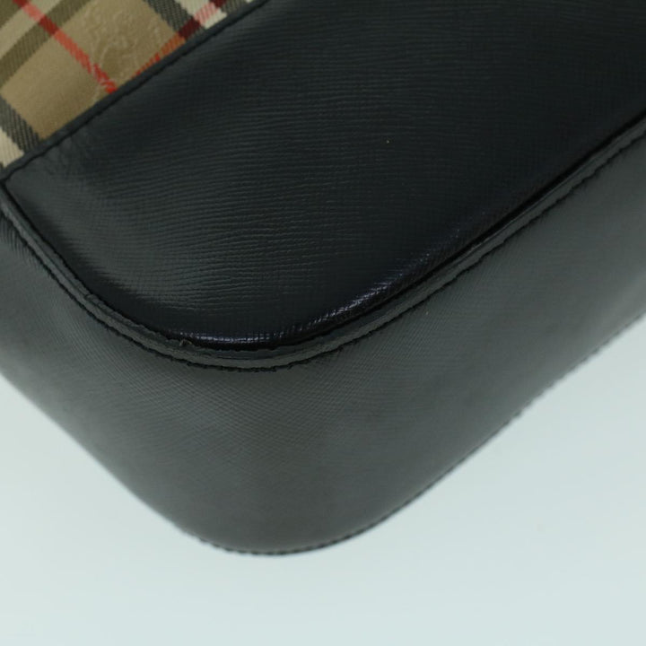 BURBERRYSs Nova Check Shoulder Bag Canvas Leather Beige Black Auth 53788