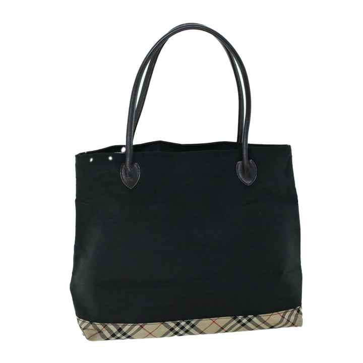 Burberry Nova Check Shoulder Bag Nylon Leather Beige Black Auth 53791
