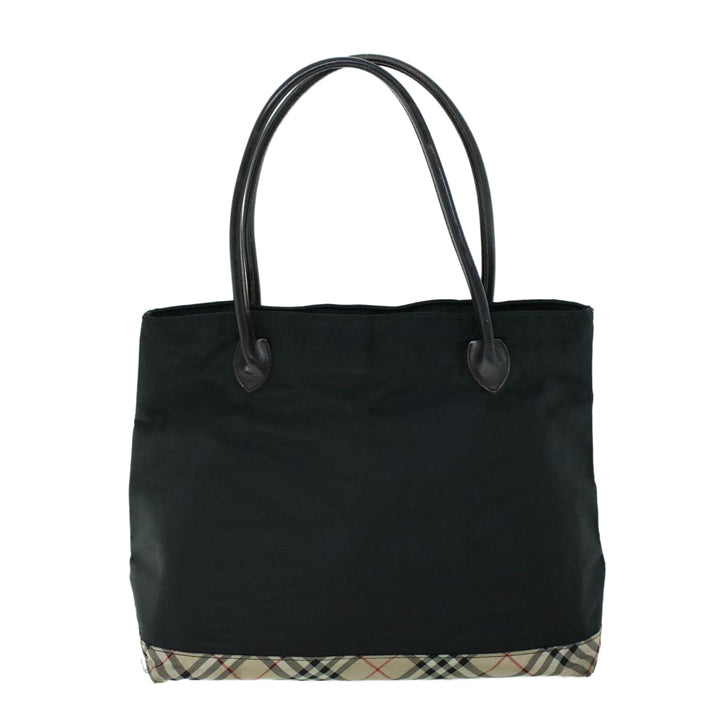 Burberry Nova Check Shoulder Bag Nylon Leather Beige Black Auth 53791