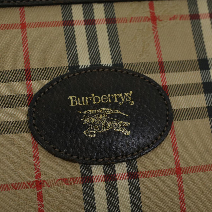 BurberrySs Nova Check Clutch Bag Canvas Leather Beige Brown Auth 53792