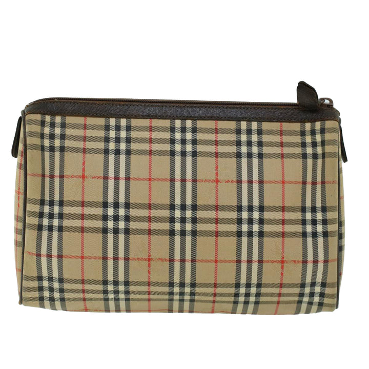 BurberrySs Nova Check Clutch Bag Canvas Leather Beige Brown Auth 53792
