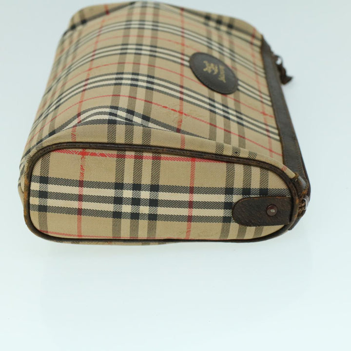 BurberrySs Nova Check Clutch Bag Canvas Leather Beige Brown Auth 53792