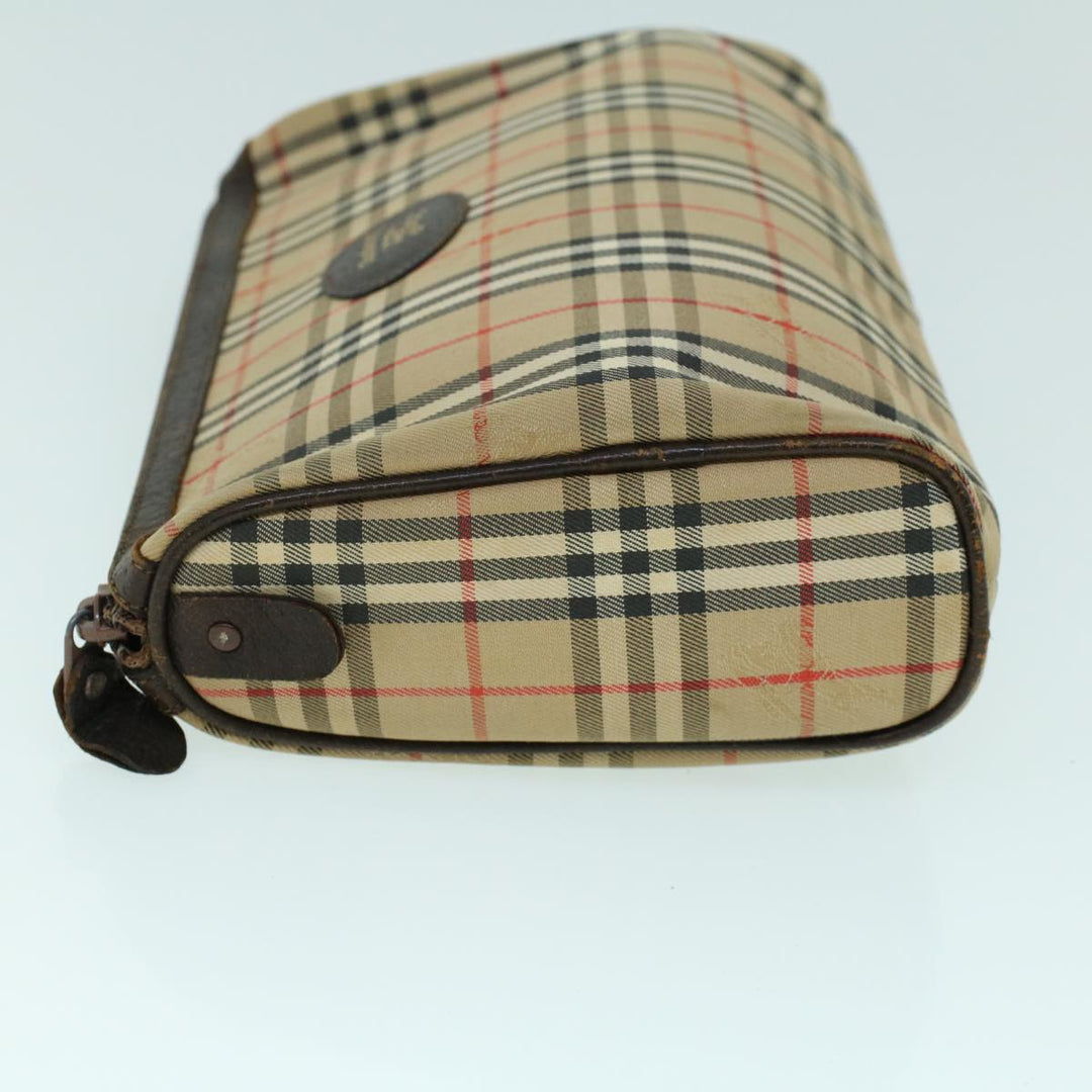 BurberrySs Nova Check Clutch Bag Canvas Leather Beige Brown Auth 53792