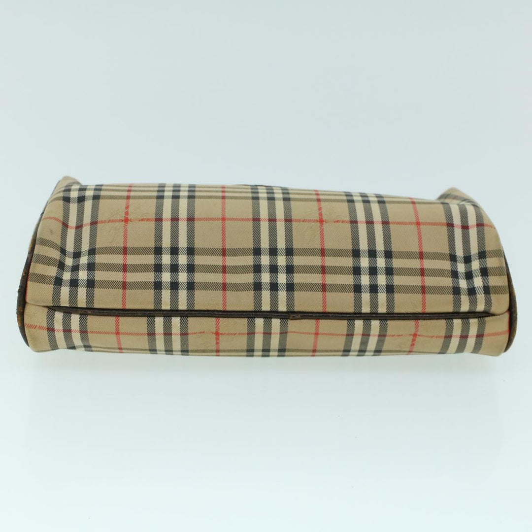 BurberrySs Nova Check Clutch Bag Canvas Leather Beige Brown Auth 53792