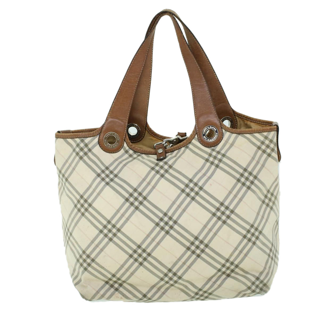 Burberry Nova Check Blue Label Hand Bag Canvas Leather Beige Brown Auth 53793