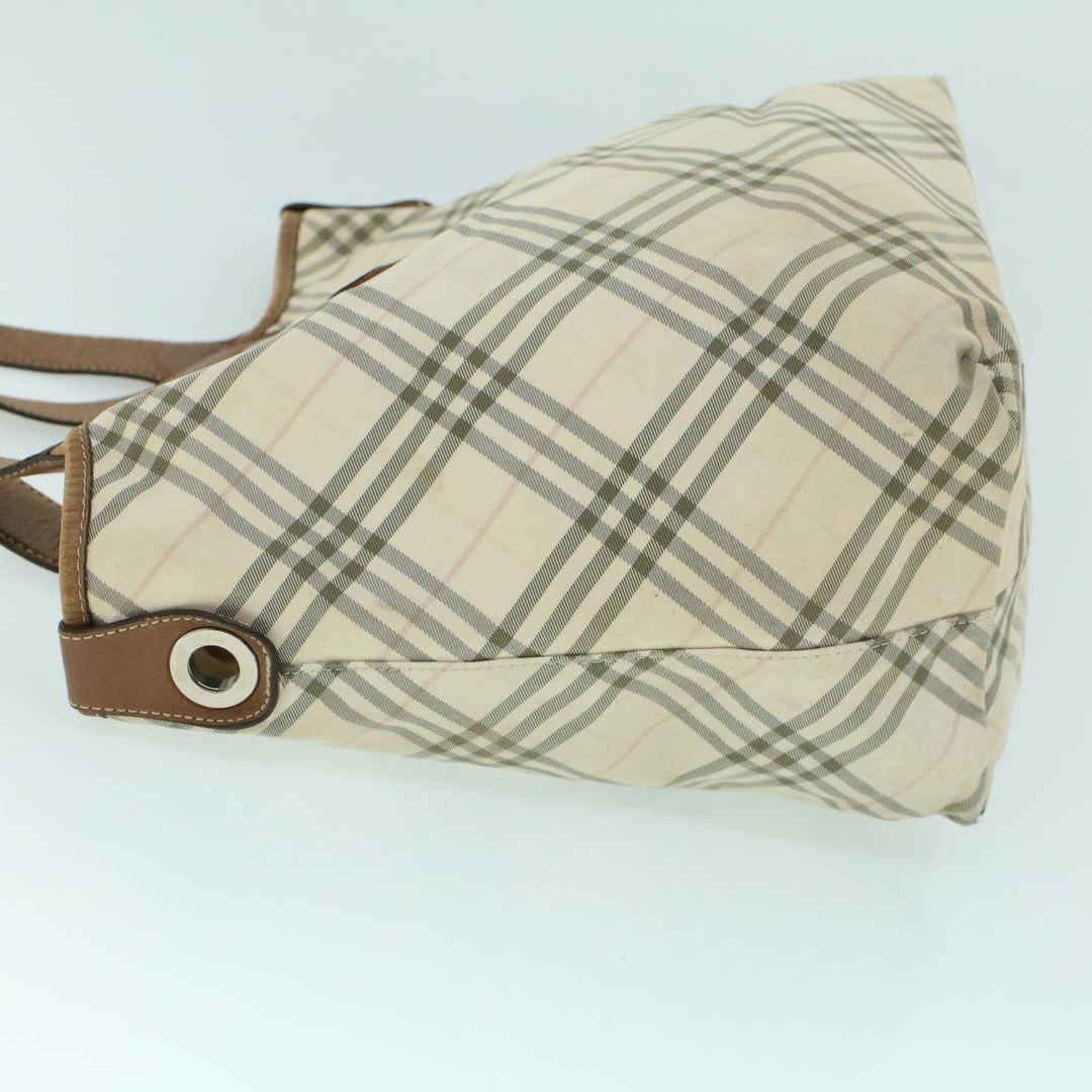 Burberry Nova Check Blue Label Hand Bag Canvas Leather Beige Brown Auth 53793