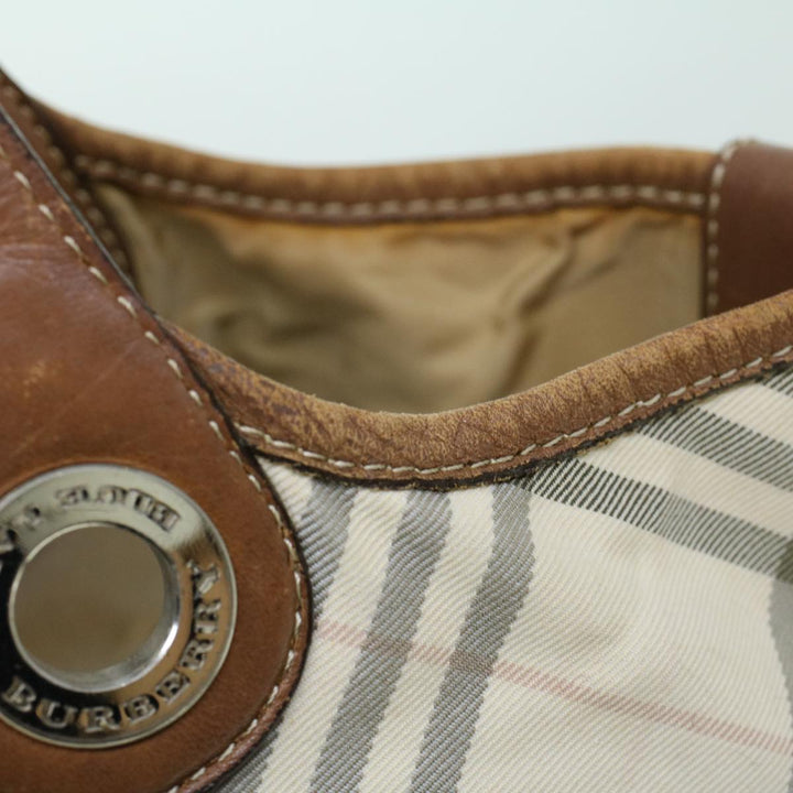 Burberry Nova Check Blue Label Hand Bag Canvas Leather Beige Brown Auth 53793
