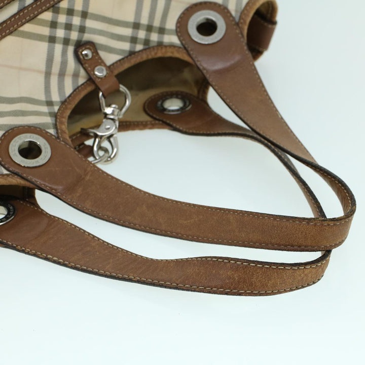 Burberry Nova Check Blue Label Hand Bag Canvas Leather Beige Brown Auth 53793