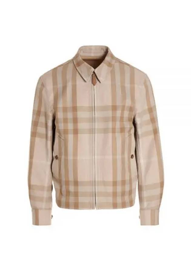 Burberry Men's Reversible Check Cotton Collar Zip-Up Jacket Beige