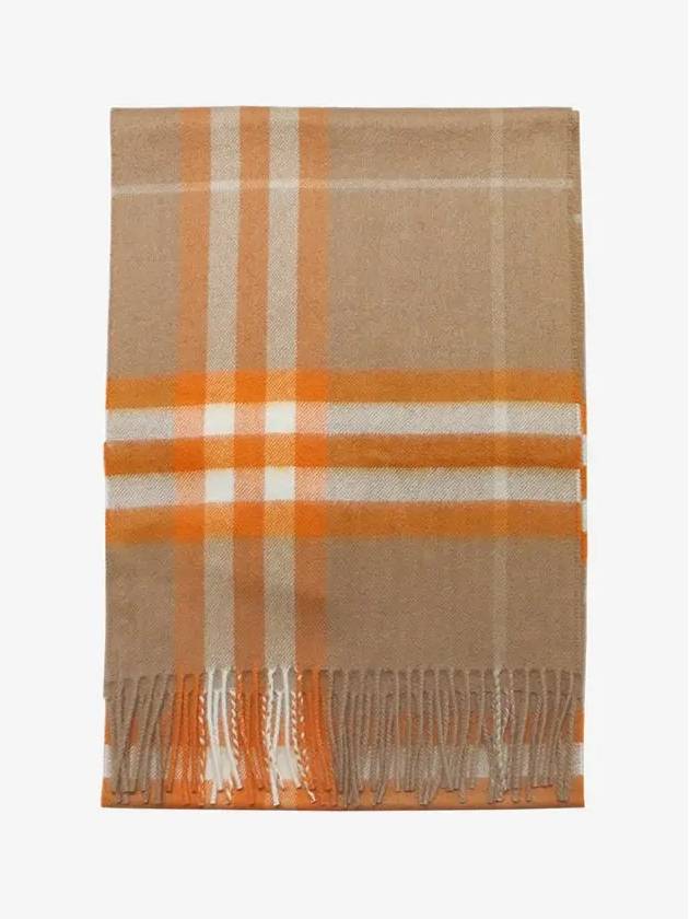 Burberry Classic Check Cashmere Scarf Camel Orange