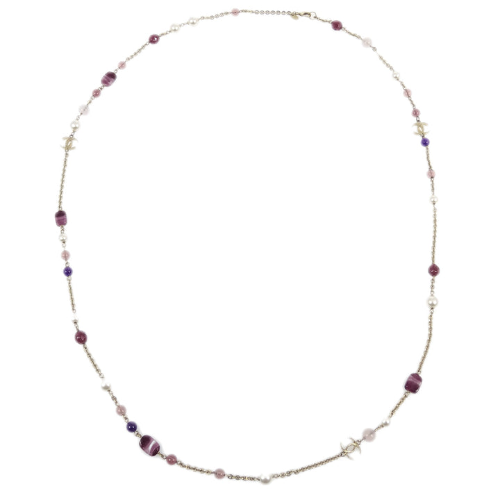Top Quality Chanel Stone Artificial Pearl Chain Necklace 07A