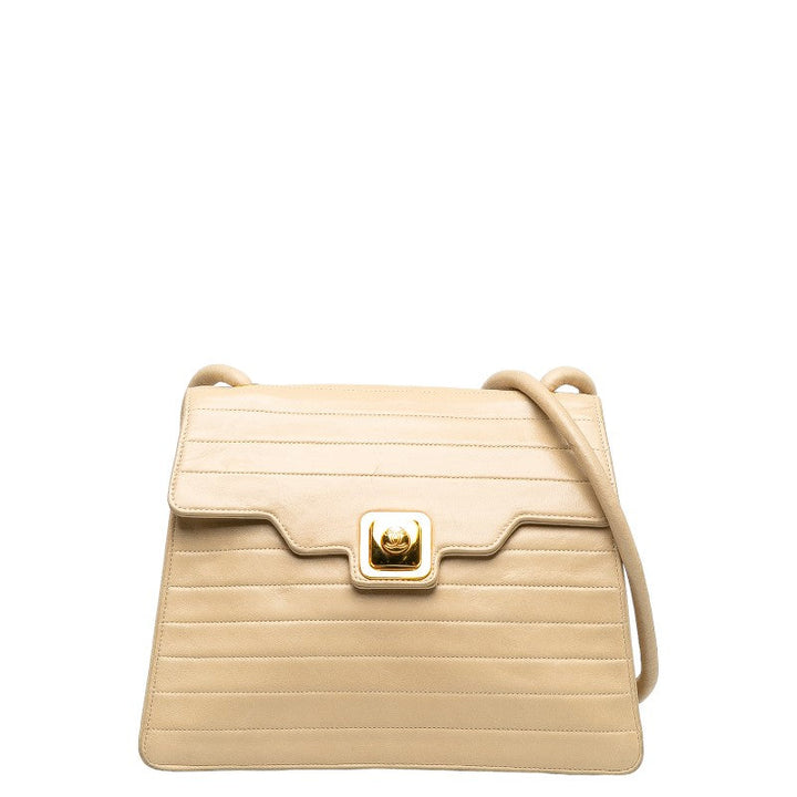 Top Quality Chanel Vintage Flap Shoulder Bag Lambskin Beige Ladies