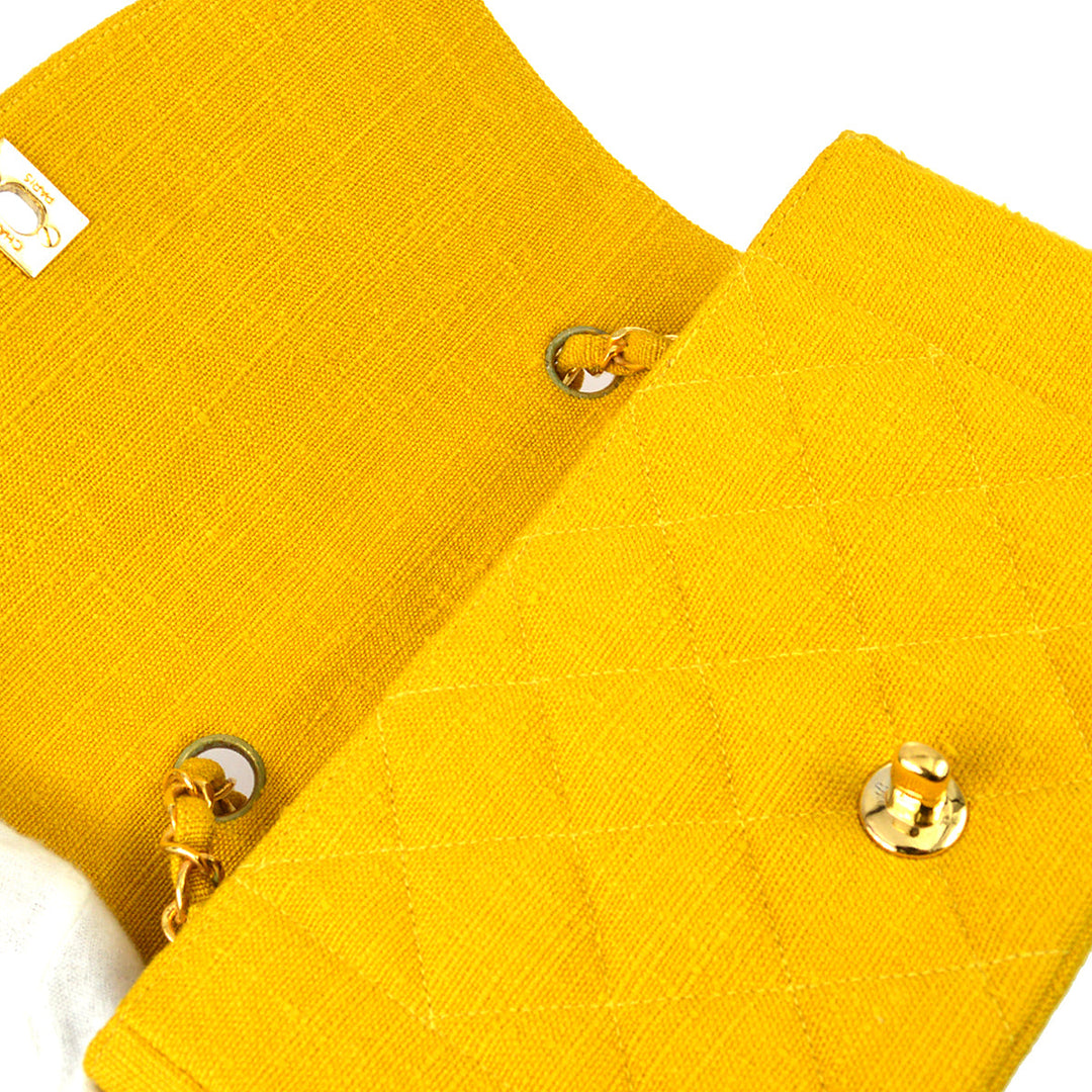 Top Quality Chanel * 1991-1994 Diana Small Yellow Linen