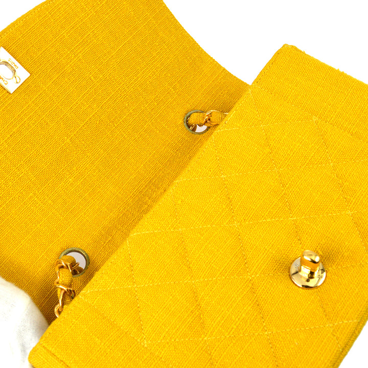 Top Quality Chanel * 1991-1994 Diana Small Yellow Linen