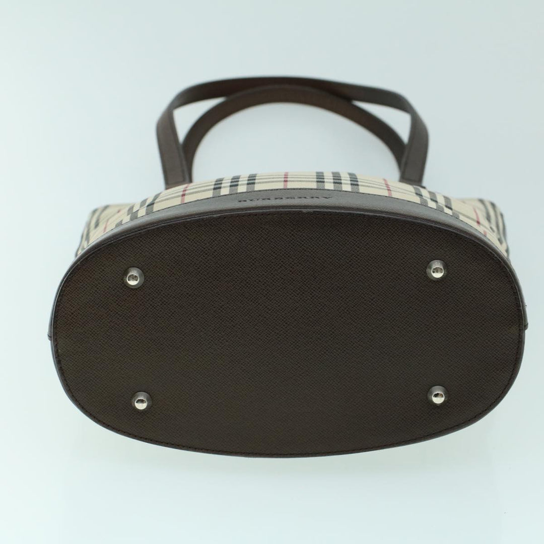Burberry Nova Check Tote Bag Canvas Leather Beige Brown Auth 54021