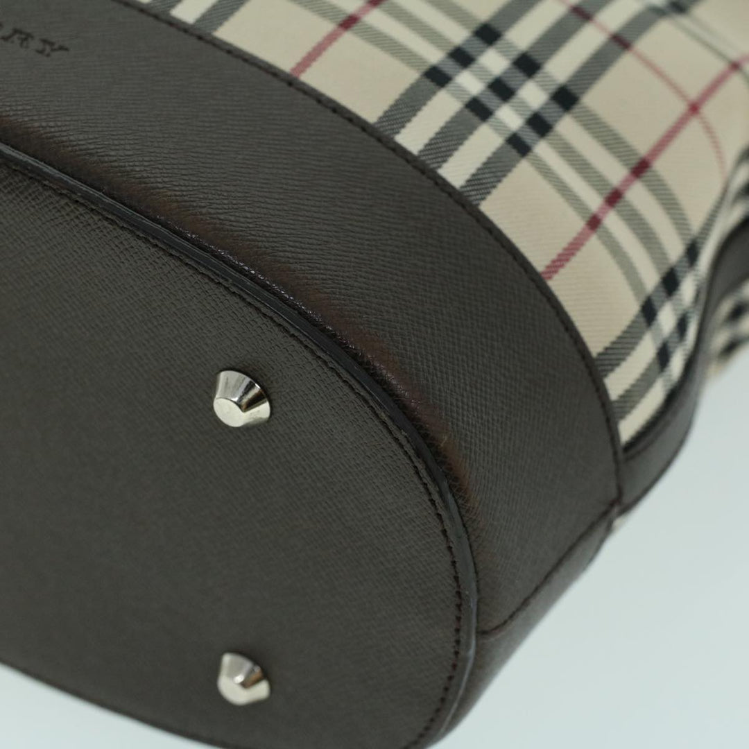 Burberry Nova Check Tote Bag Canvas Leather Beige Brown Auth 54021