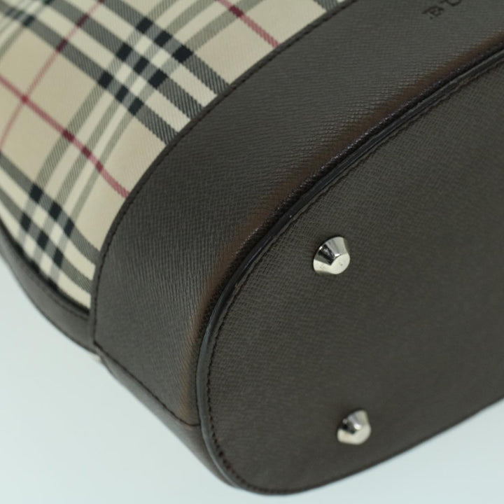 Burberry Nova Check Tote Bag Canvas Leather Beige Brown Auth 54021