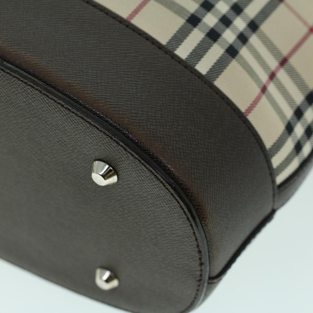 Burberry Nova Check Tote Bag Canvas Leather Beige Brown Auth 54021