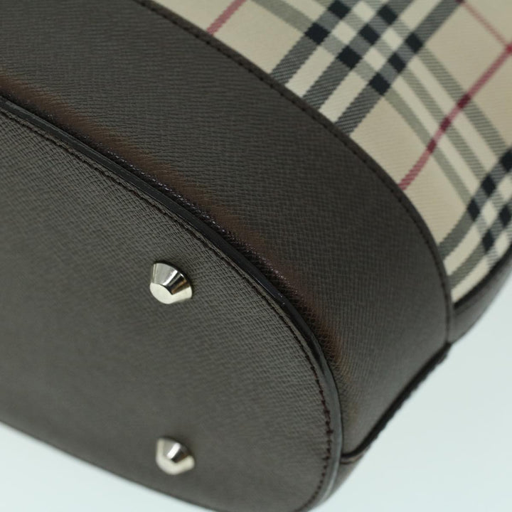 Burberry Nova Check Tote Bag Canvas Leather Beige Brown Auth 54021