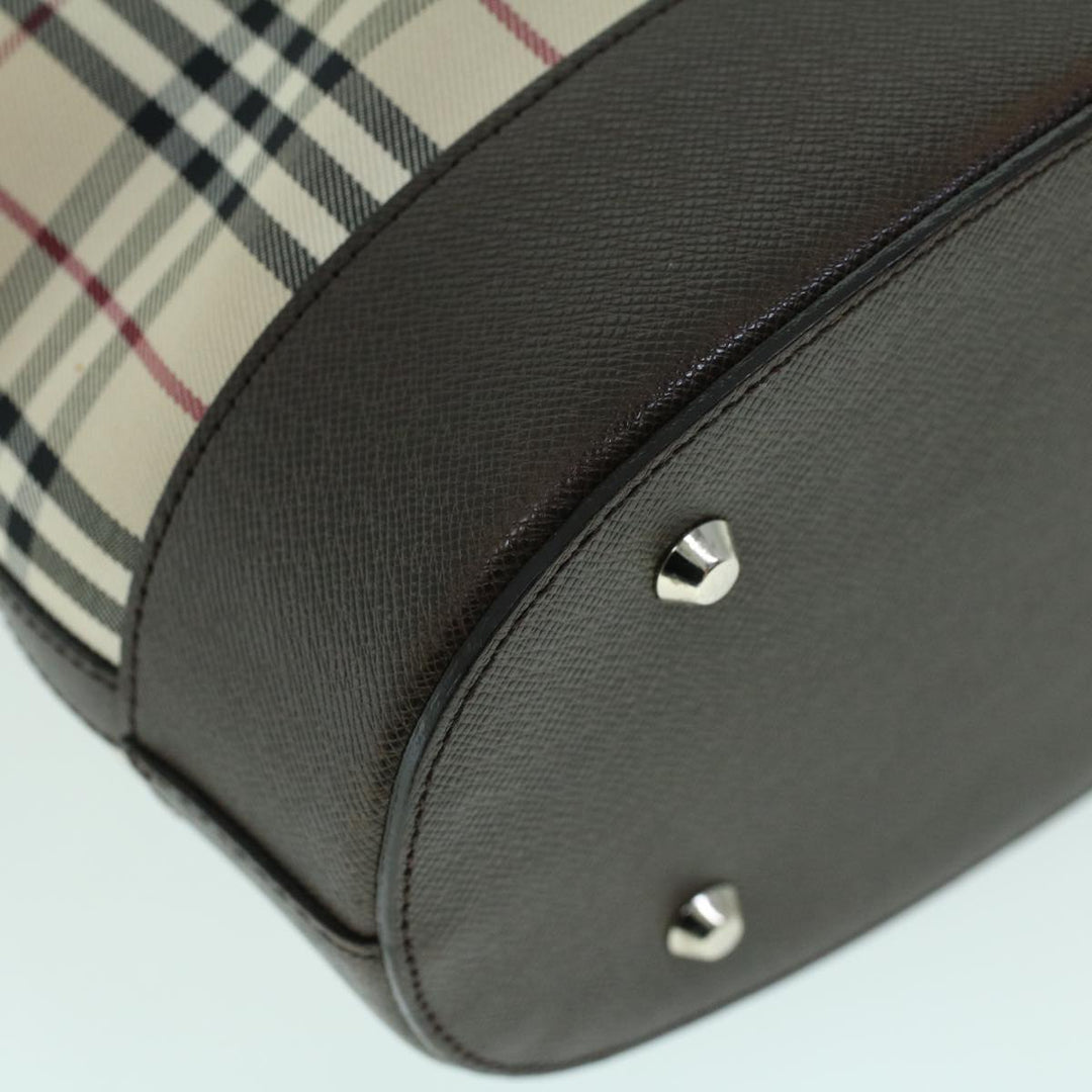 Burberry Nova Check Tote Bag Canvas Leather Beige Brown Auth 54021