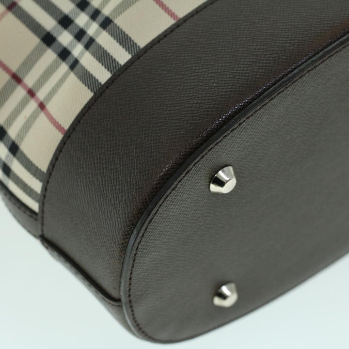 Burberry Nova Check Tote Bag Canvas Leather Beige Brown Auth 54021