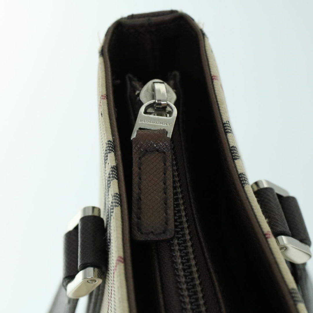 Burberry Nova Check Tote Bag Canvas Leather Beige Brown Auth 54021