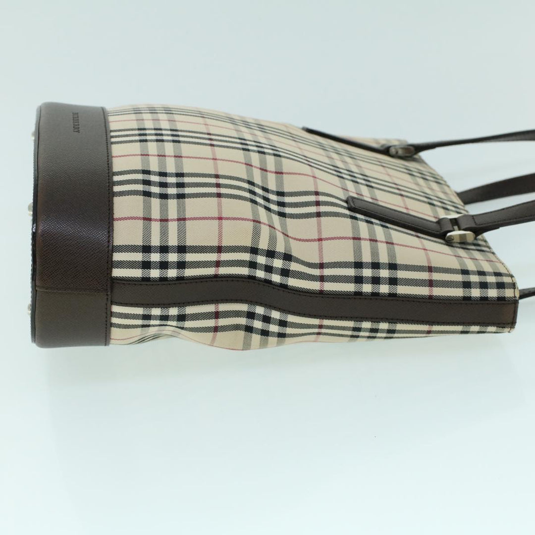 Burberry Nova Check Tote Bag Canvas Leather Beige Brown Auth 54021