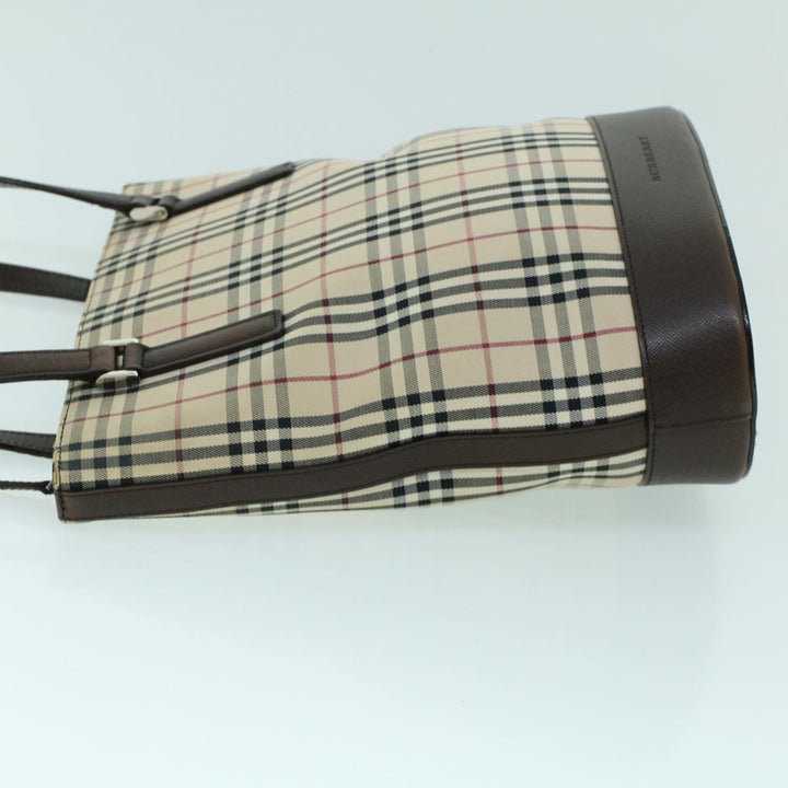 Burberry Nova Check Tote Bag Canvas Leather Beige Brown Auth 54021