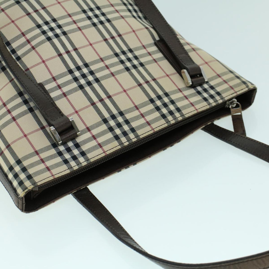 Burberry Nova Check Tote Bag Canvas Leather Beige Brown Auth 54021