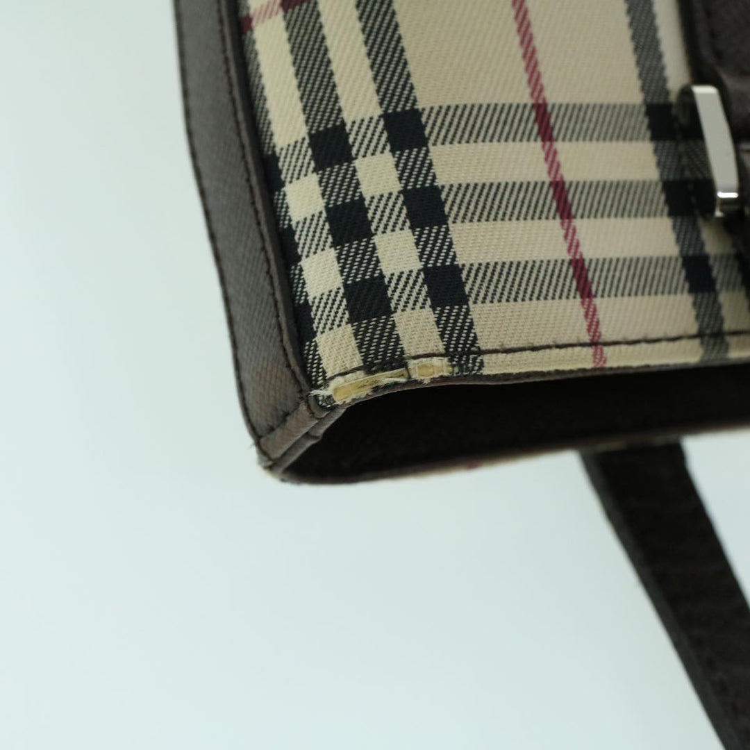 Burberry Nova Check Tote Bag Canvas Leather Beige Brown Auth 54021