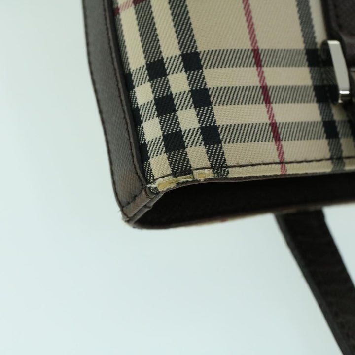 Burberry Nova Check Tote Bag Canvas Leather Beige Brown Auth 54021